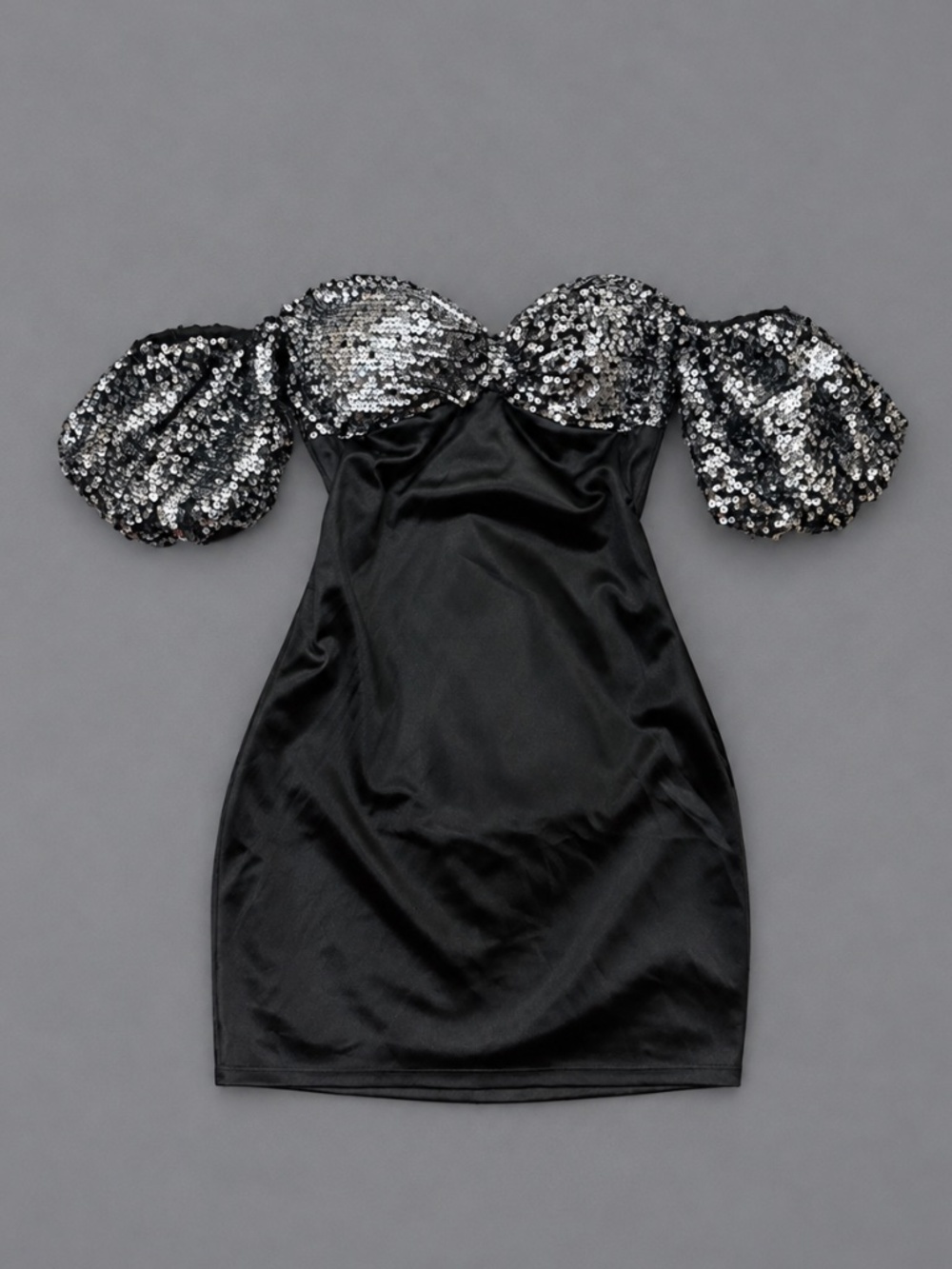 City Studio Sequin Puff Sleeve Satin Mini Dress – Size 5/6 (S) – NWT